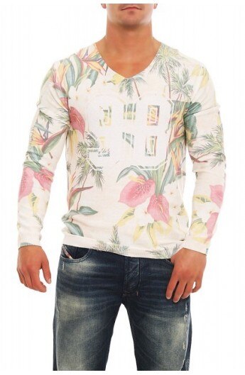 Bluza pr barbati cu decolteu in v, Alb