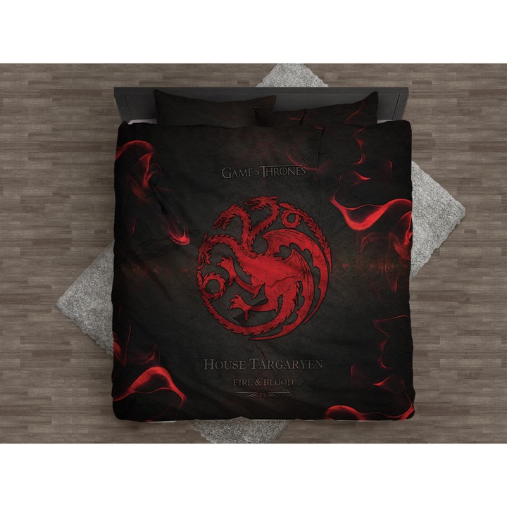 Спален комплект Game of Thrones, Targaryen Family, памучен сатен, 4 части, 200 x 215 см.