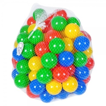 Set 100 bile colorate, diametru mingi 6cm, multicolore Set 100 bile colorate, diametru mingi 6cm, multicolore