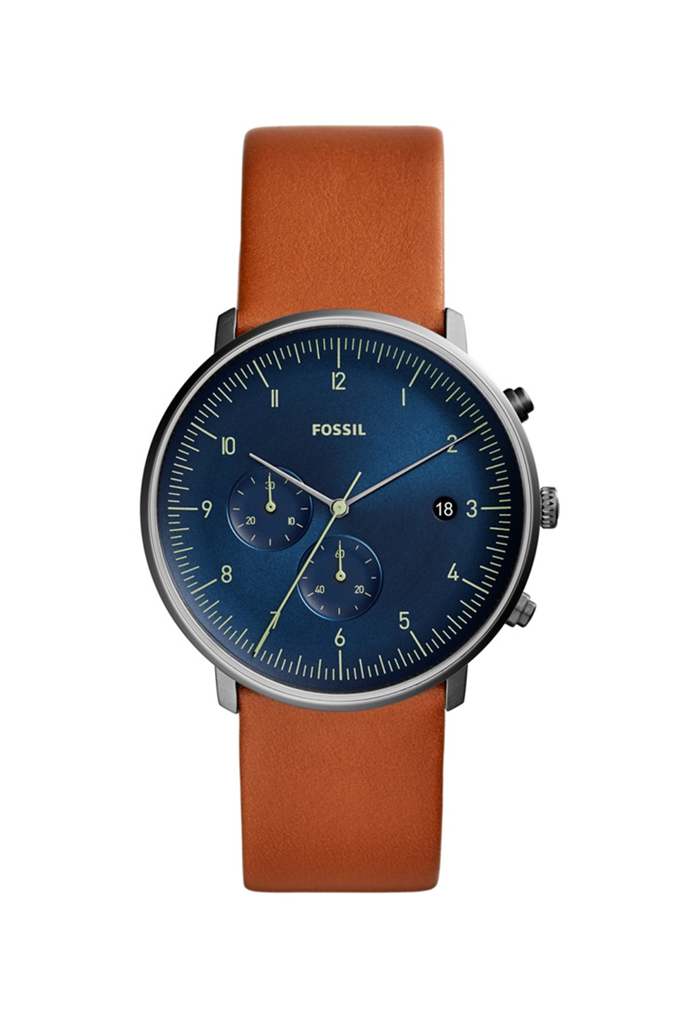 Fossil, Ceas cronograf cu o curea de piele, Maro scortisoara
