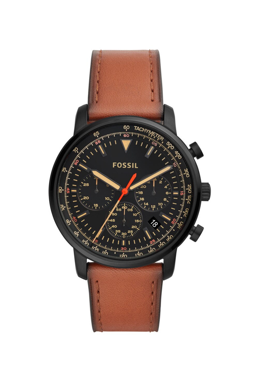 Fossil, Ceas cronograf cu o curea de piele Goodwin, Maro scortisoara