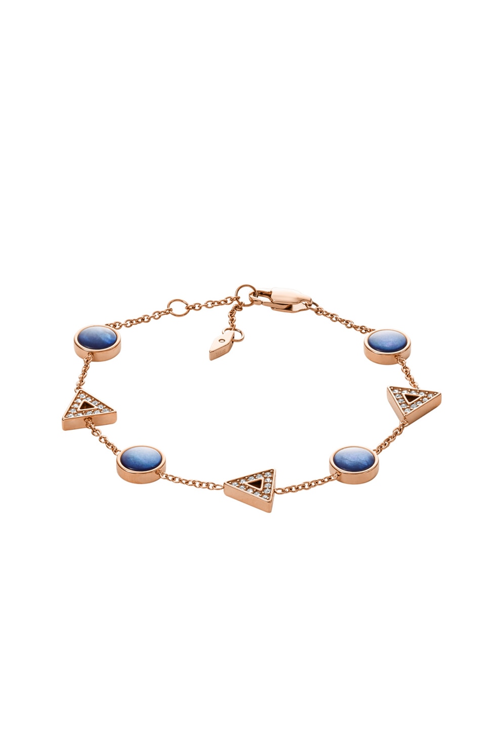 Fossil, Bratara cu cristale Classics, Auriu/Albastru