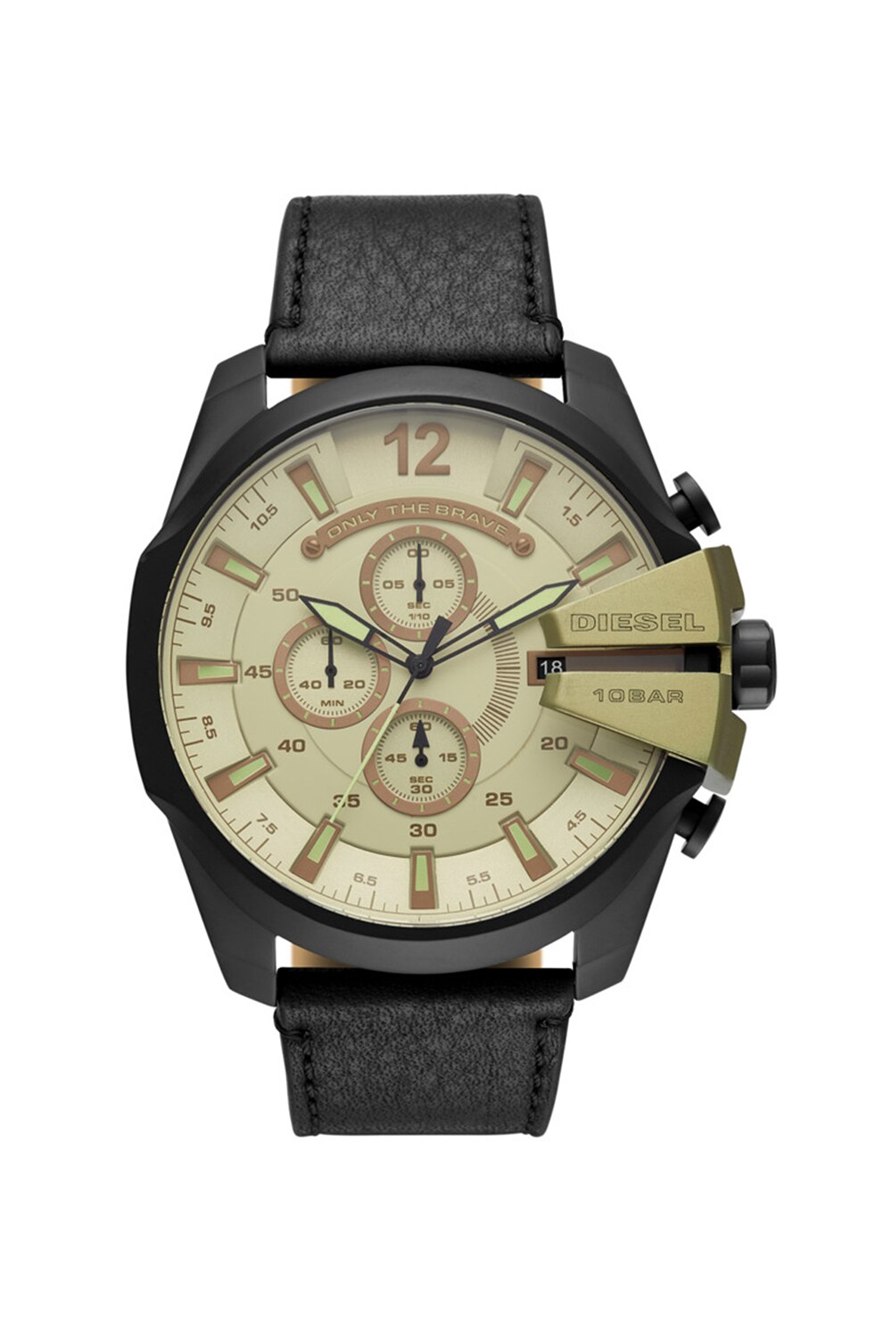 Diesel, Ceas cronograf cu o curea de piele, Negru