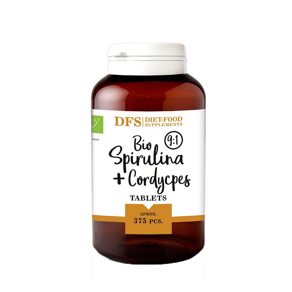 Tablete Bio Spirulina + cordyceps - 375 tablete bio x 400mg, Diet Food, 150g