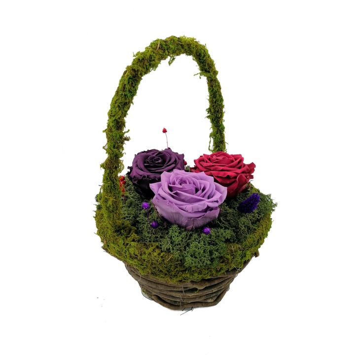 Aranjament 3 Trandafiri Criogenati mari, in cos de padure