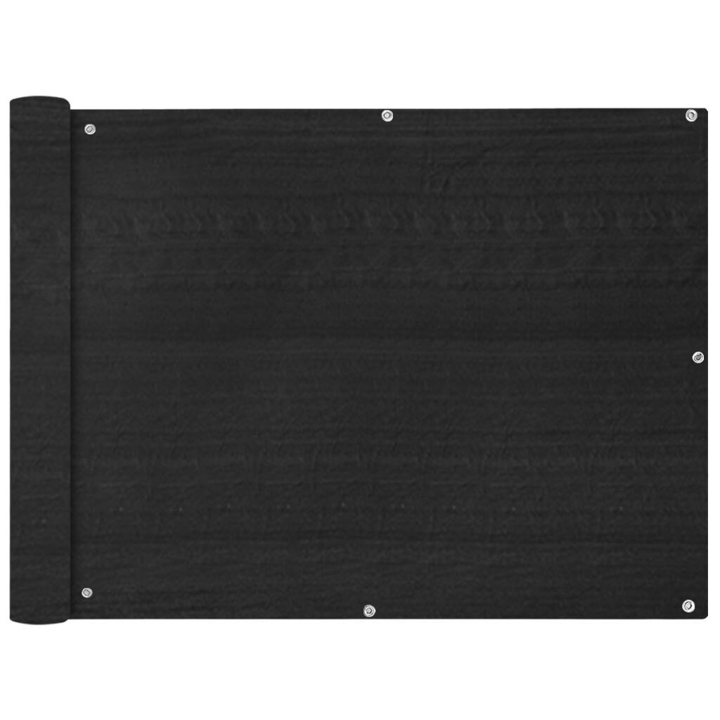 Paravan pentru balcon, vidaXL, HDPE, 90 x 600 cm, Negru