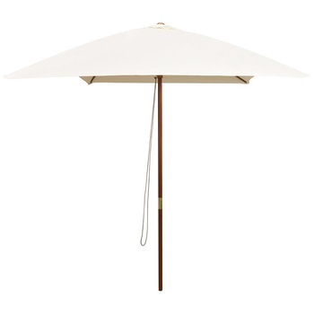 Umbrela de soare cu stalp de lemn, vidaXL, Tesatura, 200 x 300 cm, Alb