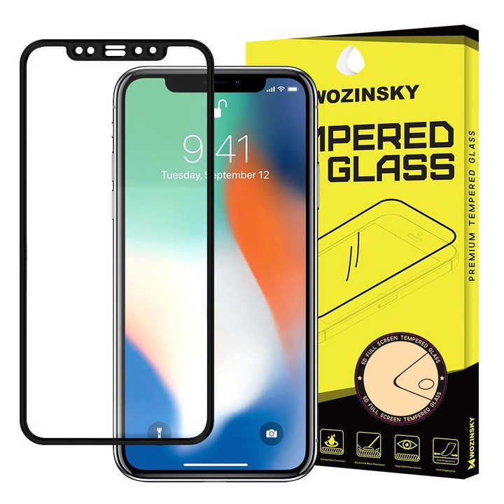 Szupertartós edzett üveg az Apple iPhone 11 Pro Max / XS Max fekete teljes képernyőjéhez