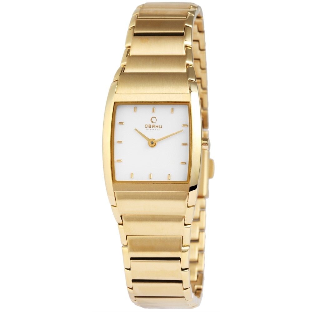 Ceas dama, Obaku, cadran alb, carcasa aurie, bratara inox auriu