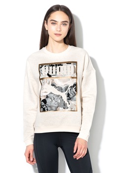 Puma, Bluza sport lejera cu imprimeu, Alb Puma, Bluza sport lejera cu imprimeu, Alb