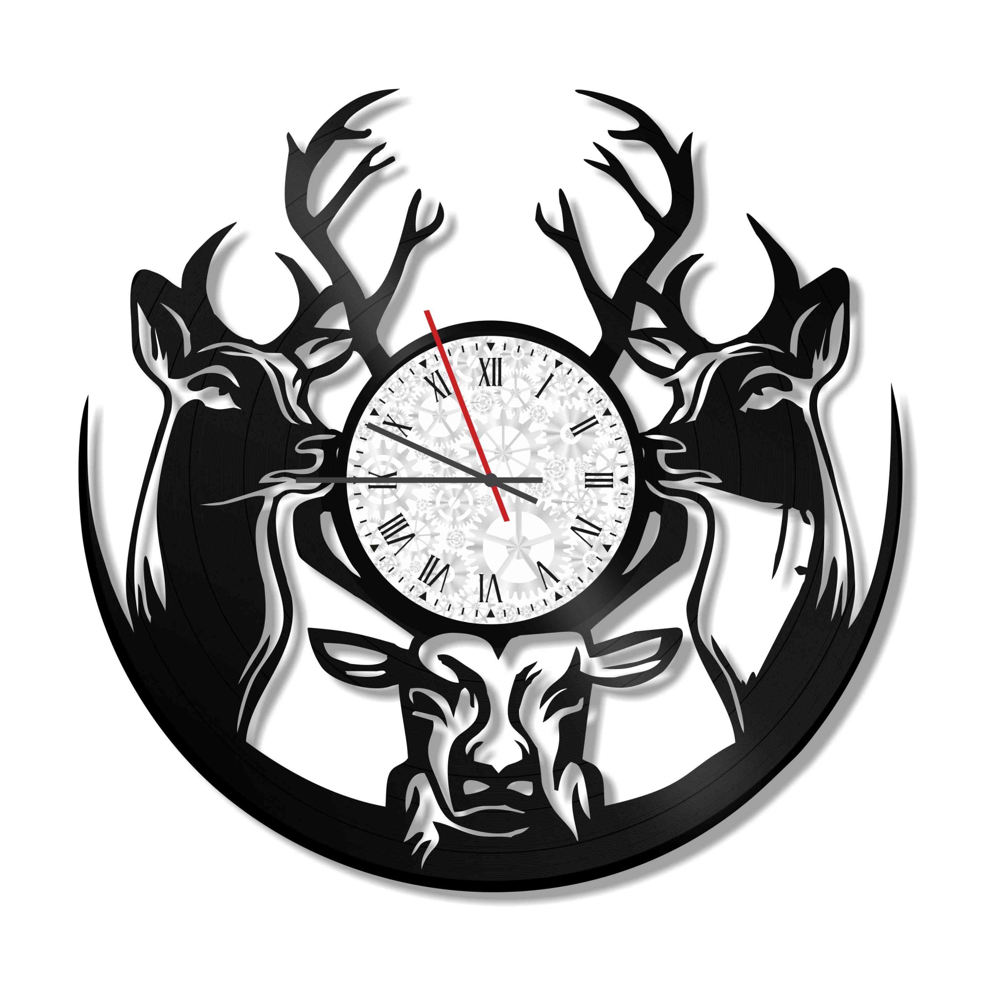 Ceas de perete Vintage din Vinil - Revival Vinyl Wall Clock Animale Cerb si Caprioare