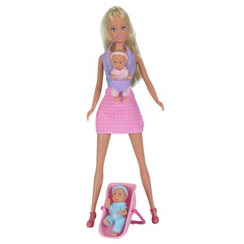 Papusa Simba Steffi Love 29 cm Babysitter cu 2 bebelusi si accesorii Papusa Simba Steffi Love 29 cm Babysitter cu 2 bebelusi si accesorii