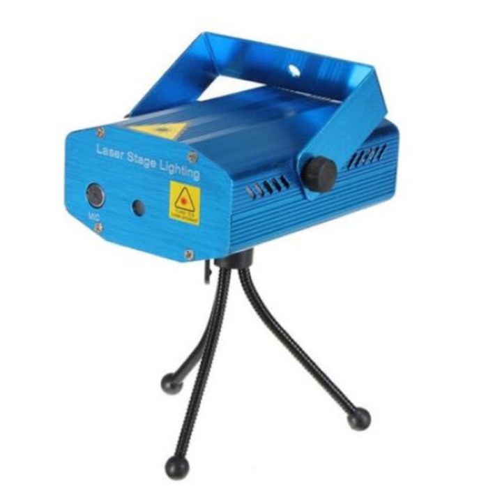 Proiector Laser Cu Carcasa Metalica, Joc De Lumini Colorat, Proiectare Diferite Forme, Albastru, GAIA