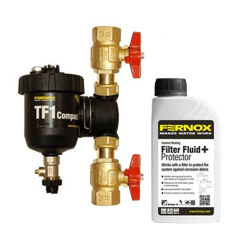 Pachet Filtru Fernox TF1 Compact + robineti + Fernox Filter Fluid+ Protector, 3/4 Pachet Filtru Fernox TF1 Compact + robineti + Fernox Filter Fluid+ Protector, 3/4
