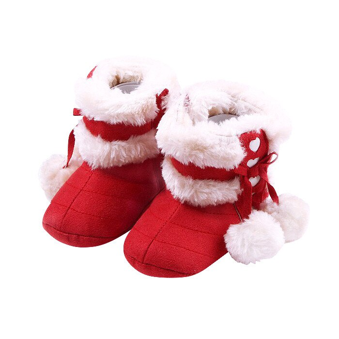 Cizmulite Cu Blanita Si Ciucurei, Velcro, Peste glezna, Rosu, 3-6 luni