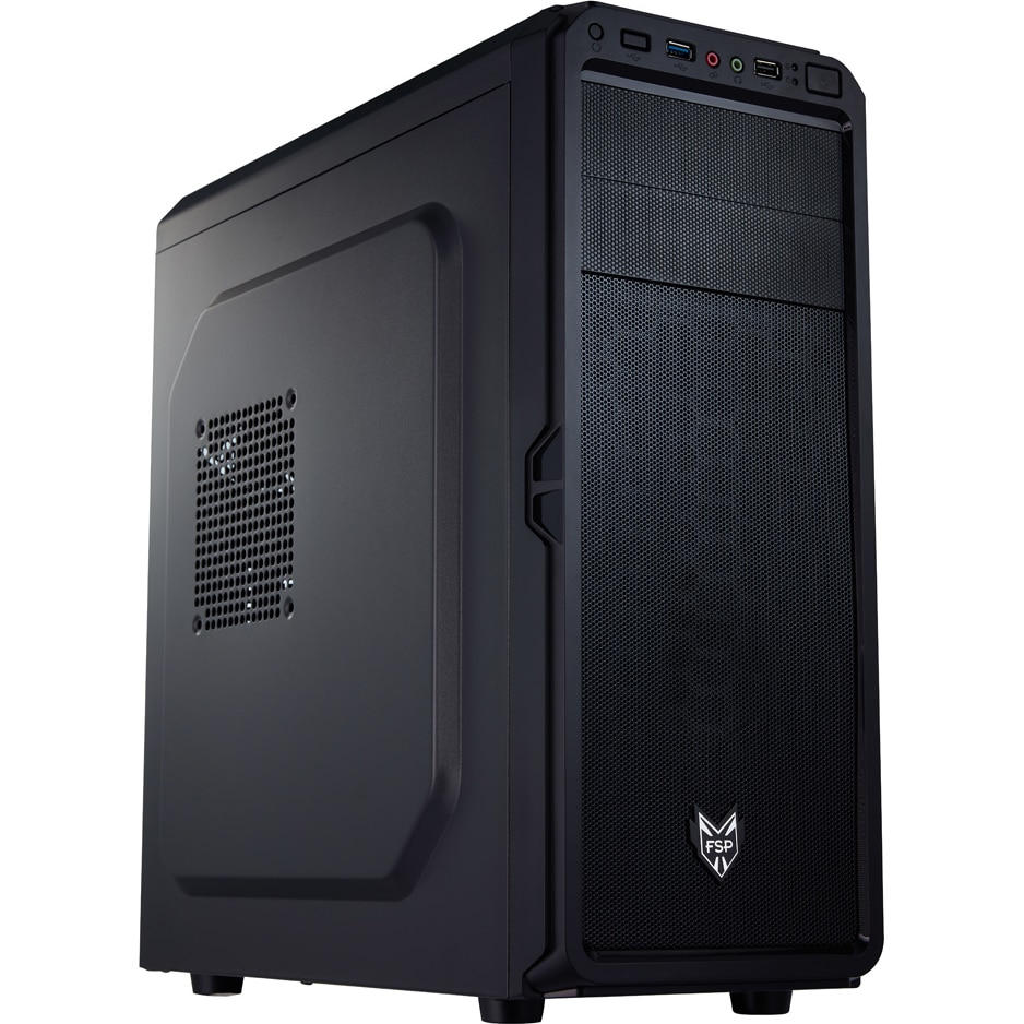 Carcasa FSP CMT110, Mid Tower ATX, fara sursa, Negru