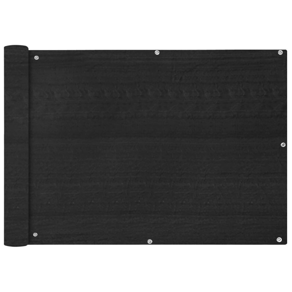 Paravan pentru balcon, vidaXL, HDPE, 75 x 600 cm, Negru