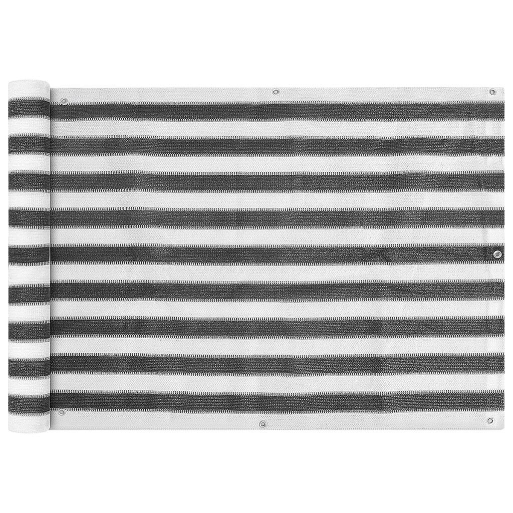 Paravan pentru balcon din HDPE, vidaXL, 75 x 400 cm, Alb si negru