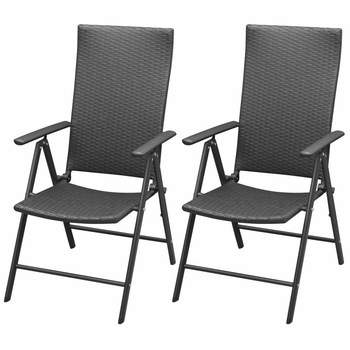 Set 2 scaune gradina/terasa/balcon, vidaXL, Poliratan, Negru, 55 x 64 x 105 cm Set 2 scaune gradina/terasa/balcon, vidaXL, Poliratan, Negru, 55 x 64 x 105 cm