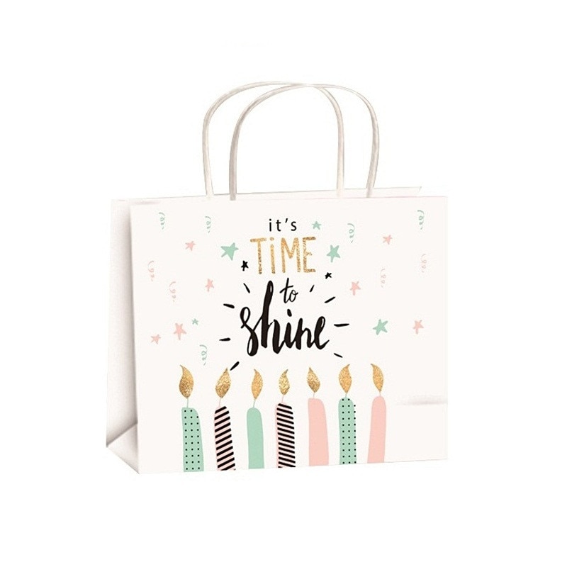 Punga cadou din hartie M 23 x 18 x 10 cm - Time to shine