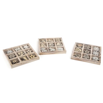 Set 108 figurine decorative brad, din lemn Set 108 figurine decorative brad, din lemn