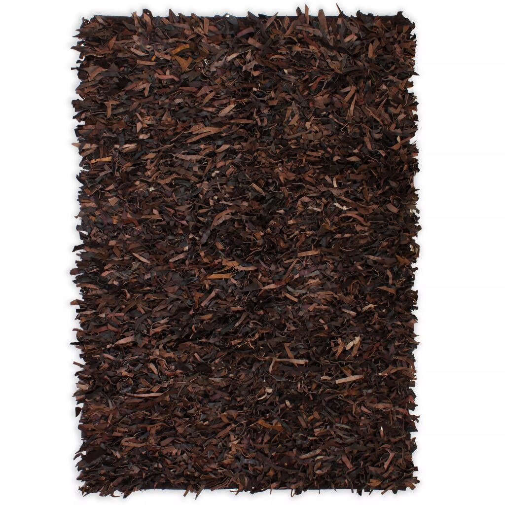 Covor fire lungi, vidaXL, Piele naturala, 80 x 160 cm, Maro inchis