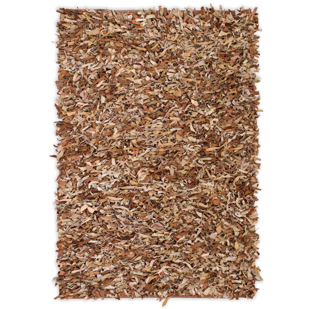Covor fire lungi, vidaXL, Piele naturala, 80 x 160 cm, Maro deschis