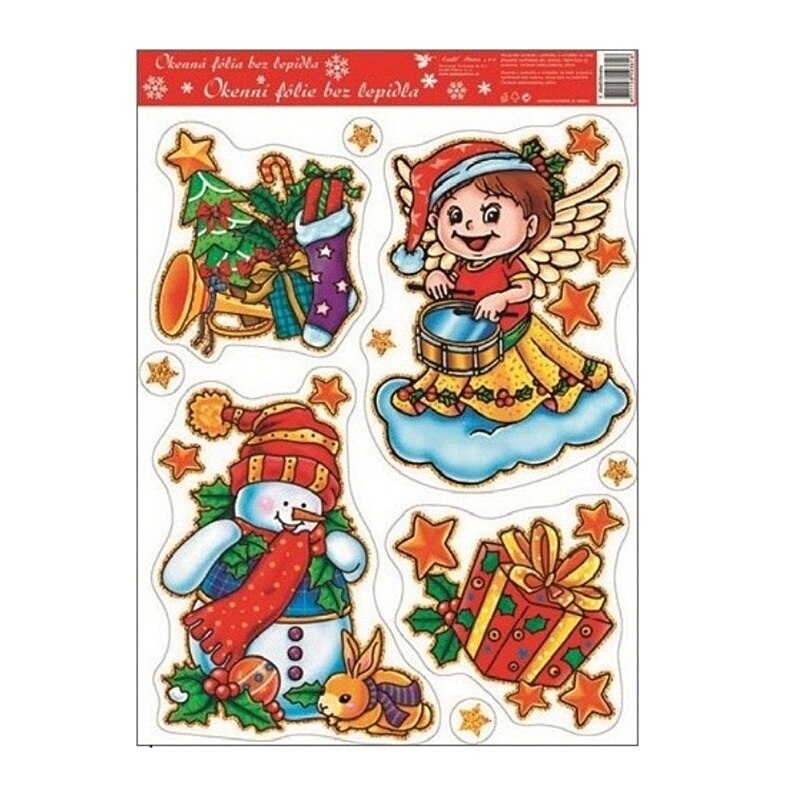 Sticker pentru geam, Craciun - personaje de Craciun color, 42 x 30 cm