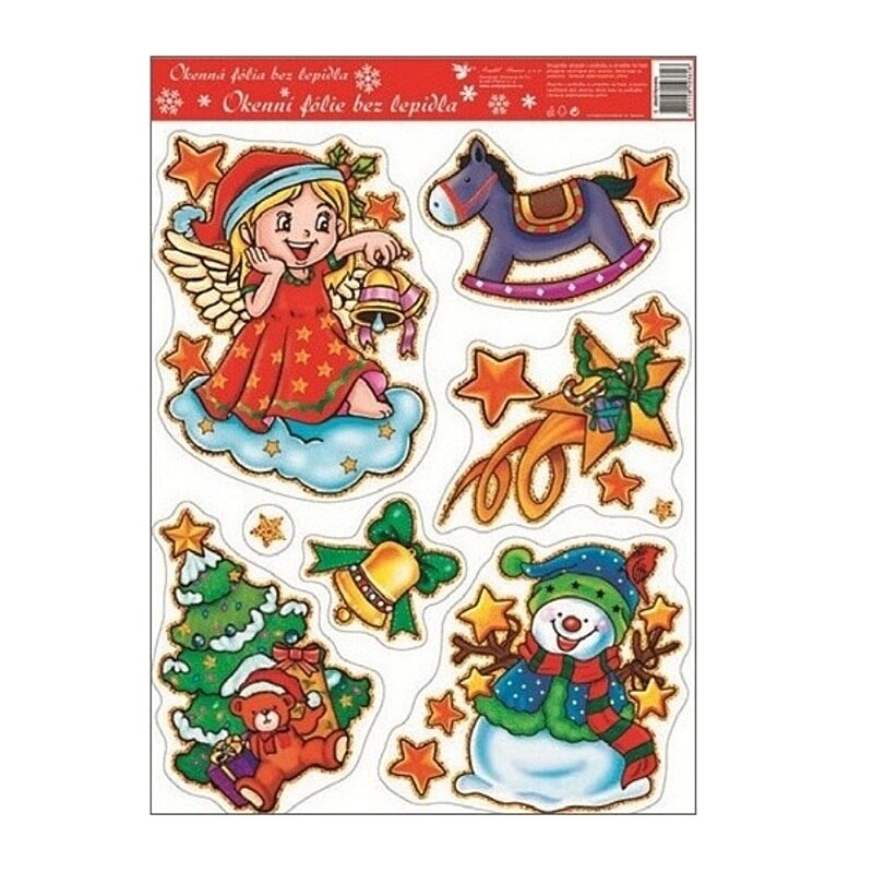 Sticker pentru geam, Craciun - personaje de Craciun color, 42 x 30 cm