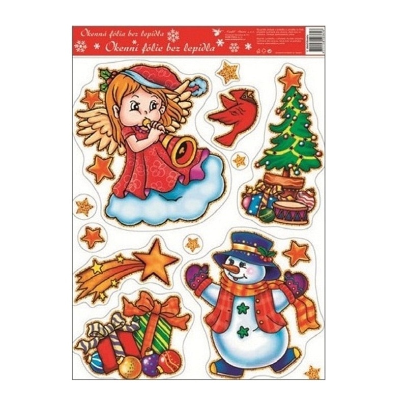 Sticker pentru geam, Craciun - personaje de Craciun color, 42 x 30 cm