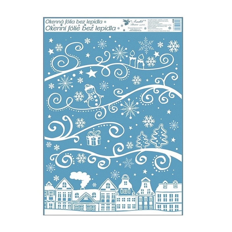 Sticker pentru geam, Craciun - orasul inzapezit , 50 x 35 cm