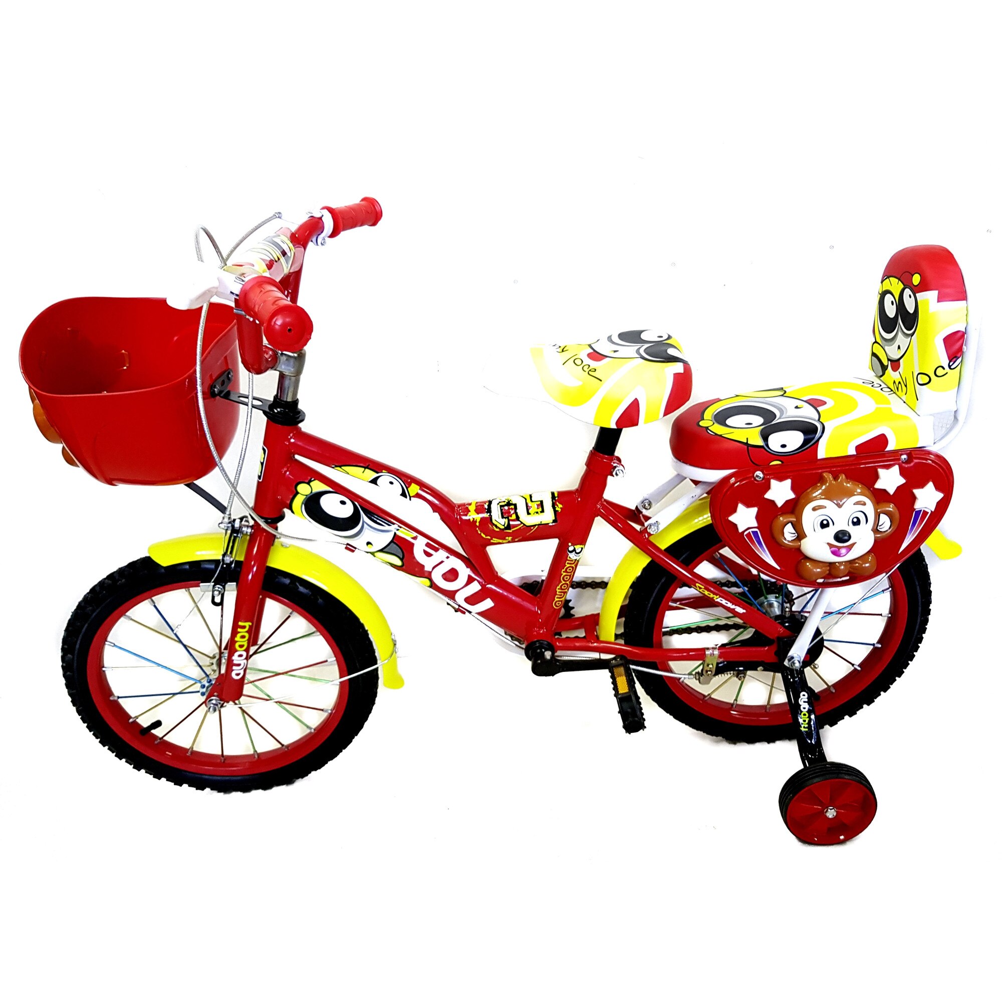 Dot fight very Bicicleta pentru fetite AyBaby, 16 inch, Rosu, Cadru otel, Roti ajutatoare, Spite  groase colorate, Portbagaj, Varsta 5-8 ani - eMAG.ro