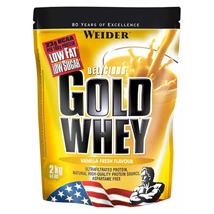Supliment nutritiv pentru cresterea masei musculare Gold Whey, 2000 g
