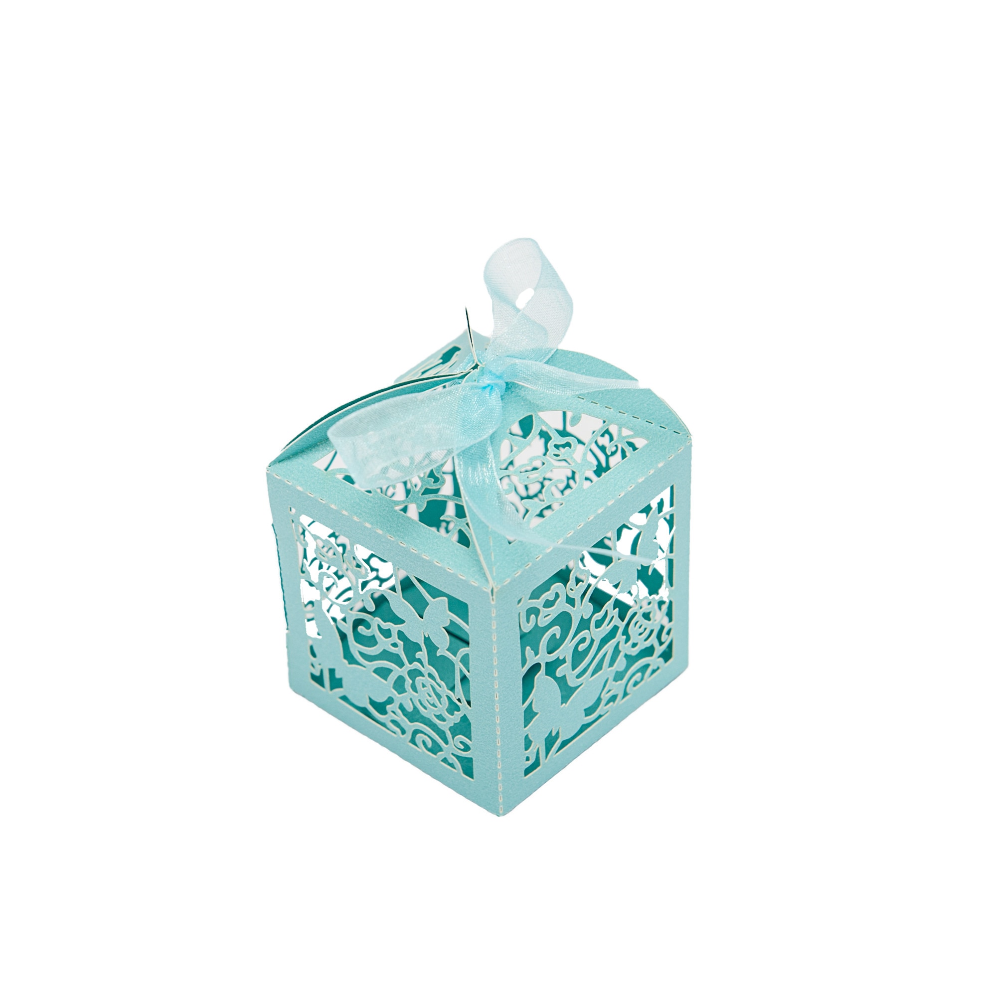 Marturie nunta/botez cutiuta laser cut cu fluturas bleu