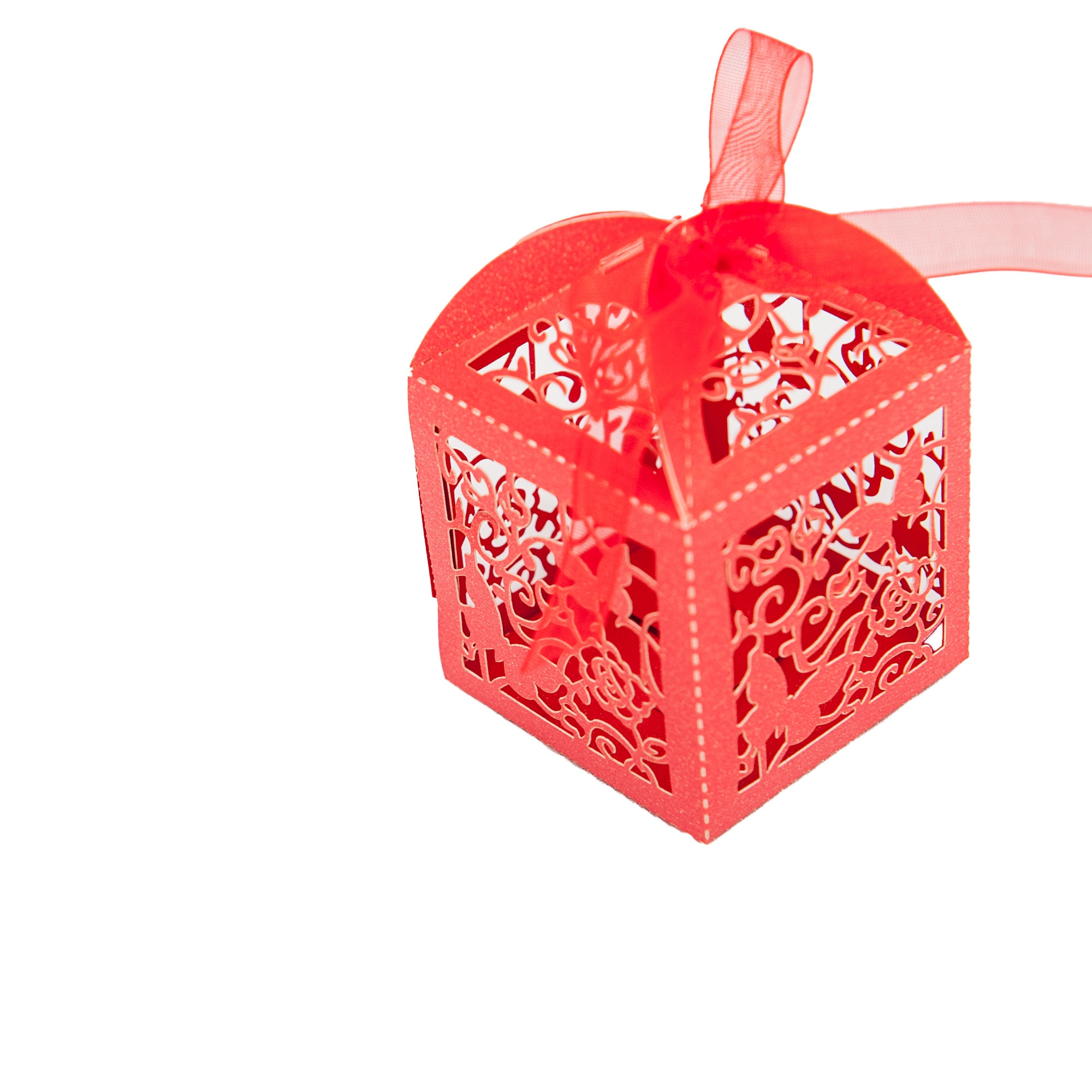 Marturie nunta/botez cutiuta laser cut cu fluturas rosu