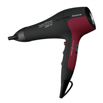Uscator de par Taurus Fashion Pro Sense, 2000W, Ionizare, sistem Sense Touch, grila ceramica, 2 viteze,3 nivele de temperatura, Cool Shot, motor AC, concentrator si difuzor, filtru detasabil, Negru/ Rosu Uscator de par Taurus Fashion Pro Sense, 2000W, Ionizare, sistem Sense Touch, grila ceramica, 2 viteze,3 nivele de temperatura, Cool Shot, motor AC, concentrator si difuzor, filtru detasabil, Negru/ Rosu