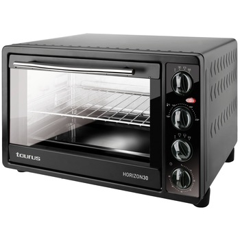 Cuptor electric Taurus Horizon 30, 1500W, 30 L, 12 functii, termostat 100°-230°C, programator, accesorii incluse, Negru Cuptor electric Taurus Horizon 30, 1500W, 30 L, 12 functii, termostat 100°-230°C, programator, accesorii incluse, Negru
