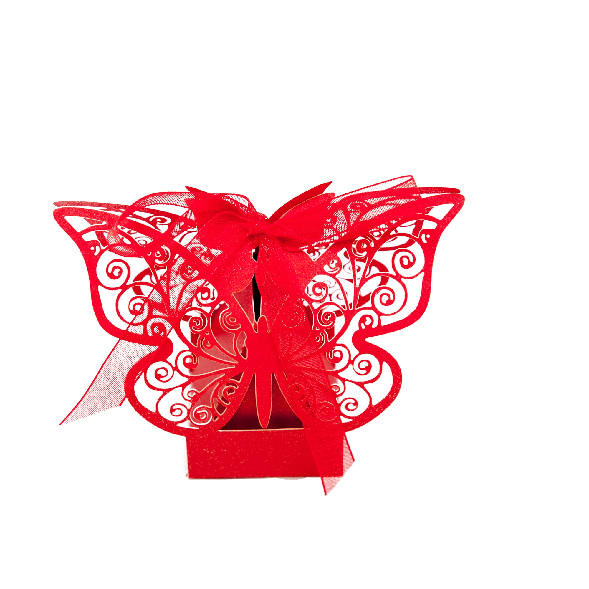 Marturie nunta/botez cutiuta fluture rosu