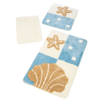 Set 3 Covoare Baie Starfish Albastru Set 3 Covoare Baie Starfish Albastru