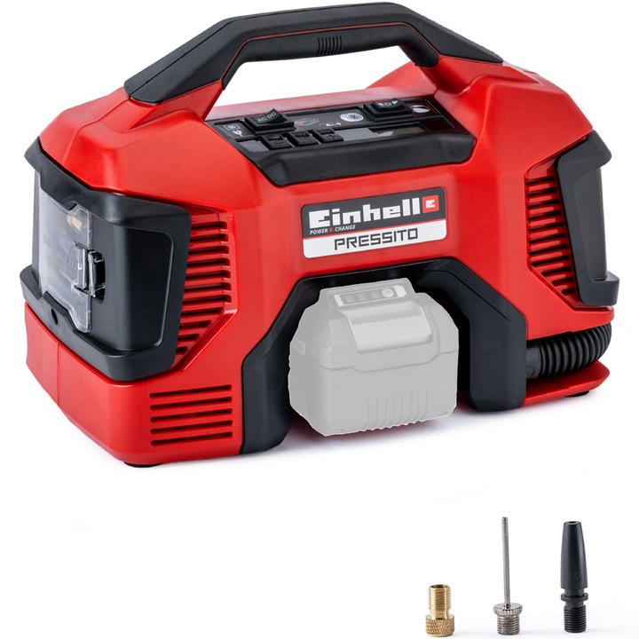 Хибриден компресор PXC Pressito Einhell TE-AC 18/11 LiAC - Solo, 11 бара, 21 л/мин, Маркуч 71 см, Без батерия