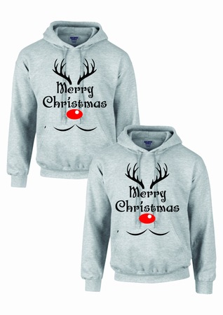 Set 2 Hanorace Cuplu Pinkprint Model Merry Christmas Reindeer Gri S Dama S Barbat Emag Ro