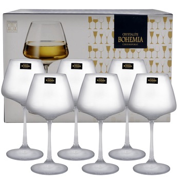 Set 6 pahare cristal vin alb Naomi Bohemia, 350 ml Set 6 pahare cristal vin alb Naomi Bohemia, 350 ml