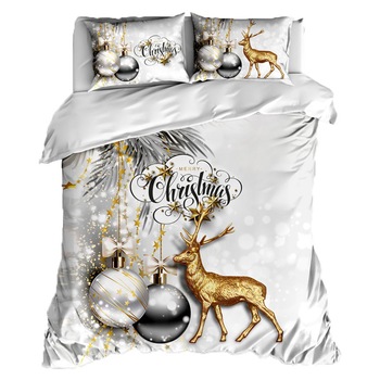 Lenjerie pat dublu 3D Craciun bumbac 100% ranforce, 240 x 260 cm, Club Cotton, Bounty Lenjerie pat dublu 3D Craciun bumbac 100% ranforce, 240 x 260 cm, Club Cotton, Bounty