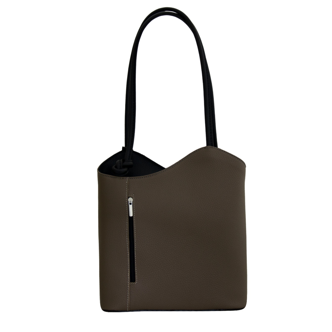 Geanta de dama din piele naturala, Iris 4 taupe/negru