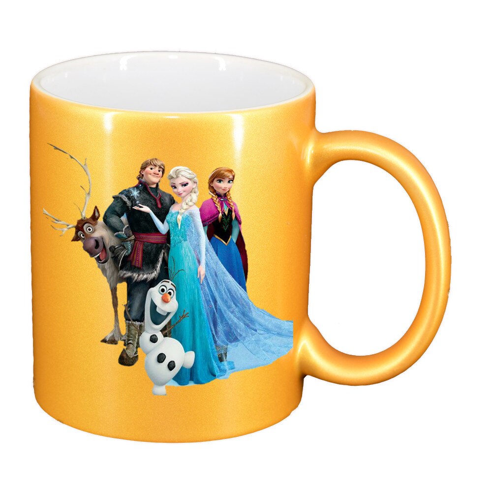 Cana personalizata, Frozen, sidefata auriu, ceramica, 330 ml