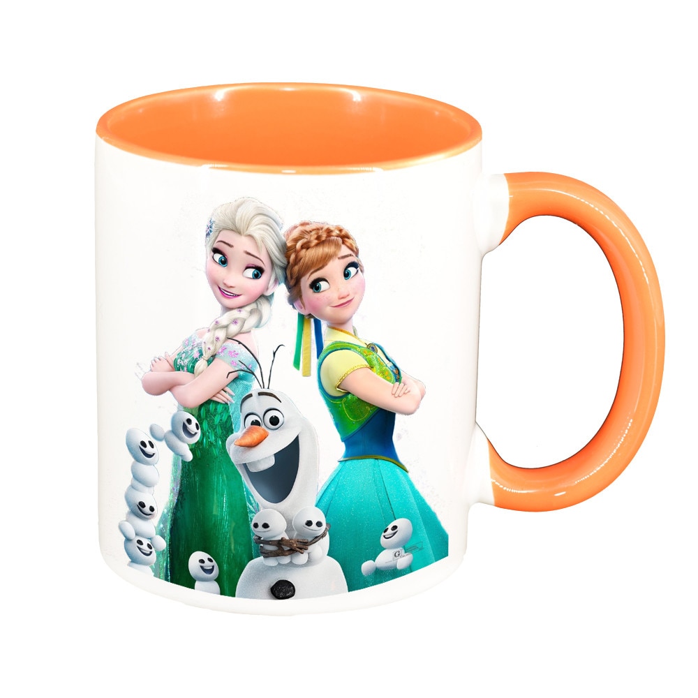 Cana personalizata, Frozen, exteior portocaliu, ceramica, 330 ml