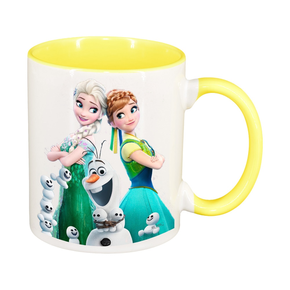 Cana personalizata, Frozen, exteior galben, ceramica, 330 ml