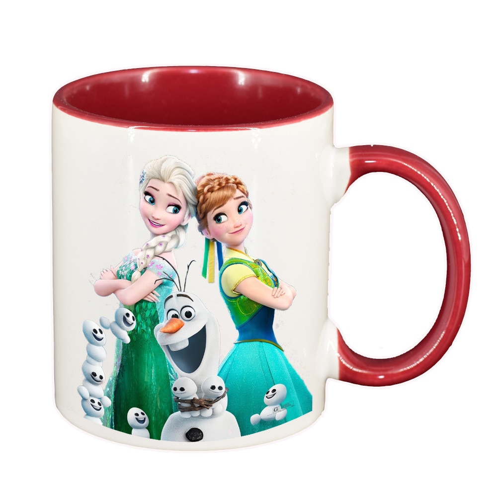 Cana personalizata, Frozen, exteior rosu, ceramica, 330 ml