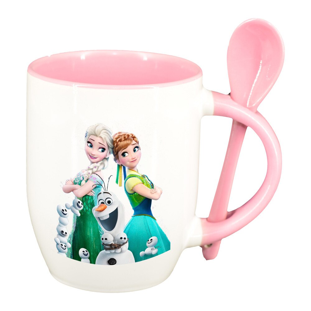 Cana personalizata, Frozen, roz lingurite, ceramica, 330 ml