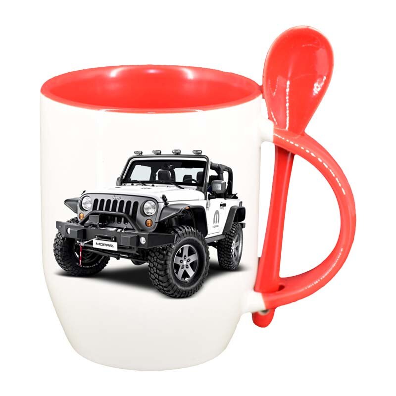 Cana Jeep cu lingurita, interior rosu, 330ml, D17